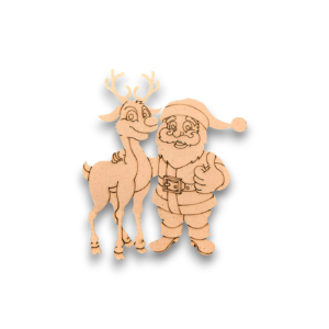Christmas Theme MDF Cutouts (Set of 3) | 4 Inch Santa & Reindeer Wooden Shapes for Art & Craft