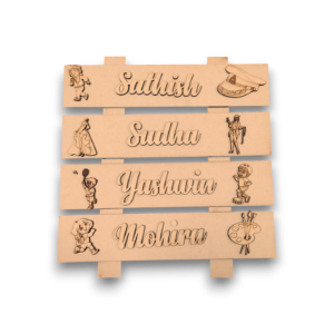 Personalized MDF Family Name Plate – Customized Wooden Wall Hanging with Creative Designs