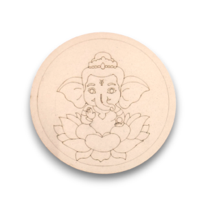 Baby Ganesha on Lotus – 12 Inch Round MDF Painting Base for Ganesh Chaturthi Art