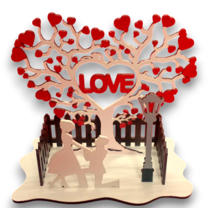 Valentine MDF LOVE Tree with Couple Figurine