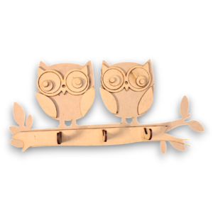 Handcrafted Wooden Owl Family Key Holder – Decorative Wall Hanging for Home & Office