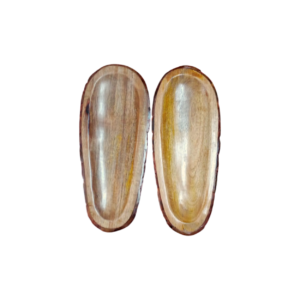 Natural Wooden Serving Tray – Oval Shape Wooden Platter for Snacks & Dry Fruits (Set of 2)