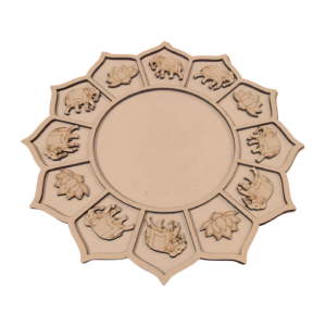 Elephant & Lotus Motif MDF Decorative Thali / Rangoli Base
