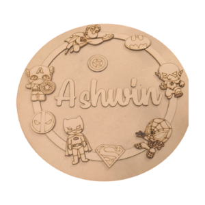 Custom Superhero MDF Name Plate for Kids – Personalized Room Decor
