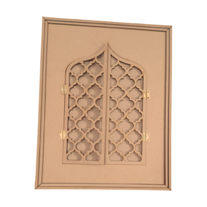 Traditional Wooden Jharokha Wall Decor – Antique Style Window Frame with Jaali Work