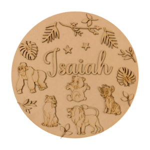 Personalized Jungle Safari Wooden Name Plate – Wild Animals Theme Wall Decor for Kids' Room