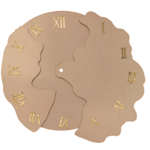 Couple Face MDF Wall Clock | Romantic Wooden Wall Clock with Golden Roman Numbers | DIY Craft Clock for Home & Gift