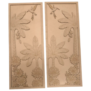 MDF Laser Cut Panel – Banana Tree & Bird Design Wooden Wall Art (Set of 2)