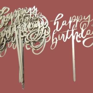 Golden "Happy Birthday" Acrylic Cake Topper – Premium Mirror Finish