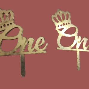 Golden "One" Crown Cake Topper – 1st Birthday Decoration