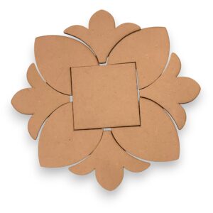 Floral MDF Rangoli Base – 16x16 Inch with Central Square Cutout
