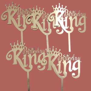 Birthday King Golden Acrylic Cake Topper | Crown Design | Birthday Party Decoration