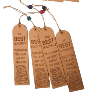 Wooden Teacher Quote Bookmarks Set of 5 – MDF Engraved Gift for Teachers