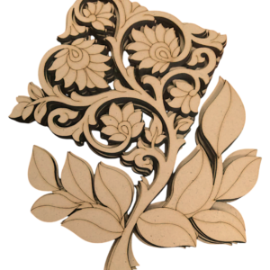 Set of 2 – MDF Floral Carved Wall Hanging Panels