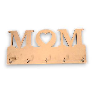 Wooden MDF MOM Key Holder Wall Hanger with Hooks