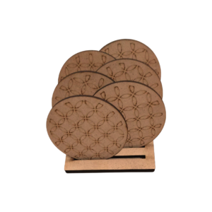 Set of 6 Geometric Wooden Coasters with Sleek Holder – Modern Table Decor & Protection