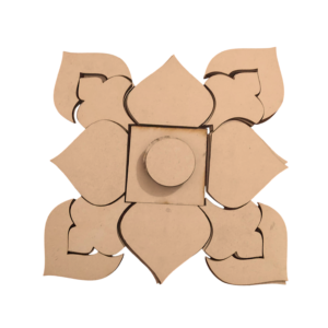 16 Inch MDF Rangoli Base with Diya Holder – Decorative Board for Festivals