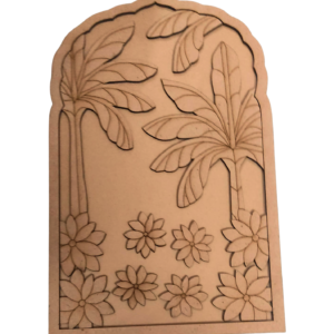 MDF Palm Tree & Floral Wall Plate – Set of 2