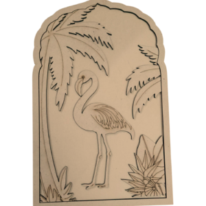 MDF Flamingo & Palm Tree Wall Plate – Set of 2