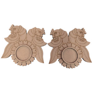 Set of 2 MDF Peacock Design Tealight Holders