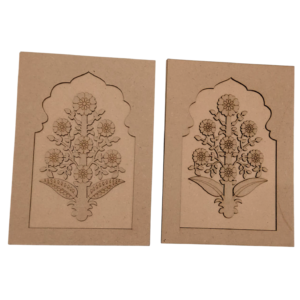 Set of 2 MDF Floral Design Wall Plaques