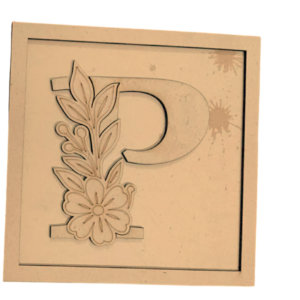 Stylish Floral Alphabet Wall Plate – P