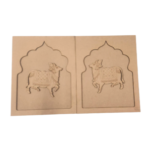 Pichwai Style MDF Cow Jharokha Wall Art (Set of 2)