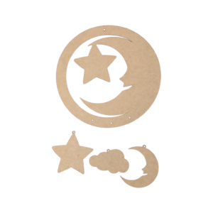 Wooden Moon & Star Dream Catcher Base – MDF DIY Wall Hanging Craft Kit