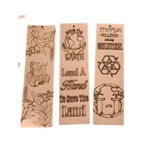 Wooden Eco Theme Bookmarks Set of 3– MDF Save Earth Engraved Reading Markers