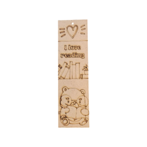 Wooden Teddy Bookmark Set of 5 – "I Love Reading" MDF Engraved Reading Marker