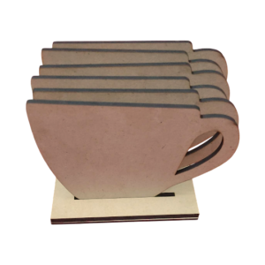 Wooden Cup Shape Coaster Set with Stand – MDF Tea Cup Coasters