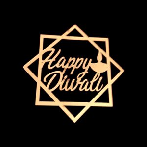 Golden Acrylic Happy Diwali Wall Hanging | Modern Diwali Door Decor