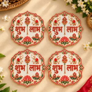 Product Title: Printed Shubh Labh MDF Decorative Wall Hanging Set of 4