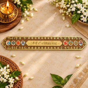Jain Navkar Mantra MDF Toran with Golden Acrylic Work