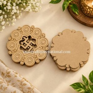 MDF Swastik Tea Light Holder | Decorative Wooden Diya Holder for Diwali